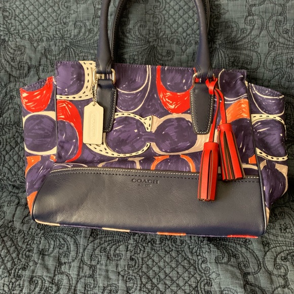 Coach NWT handbag navy/ multi color. - Picture 2 of 8